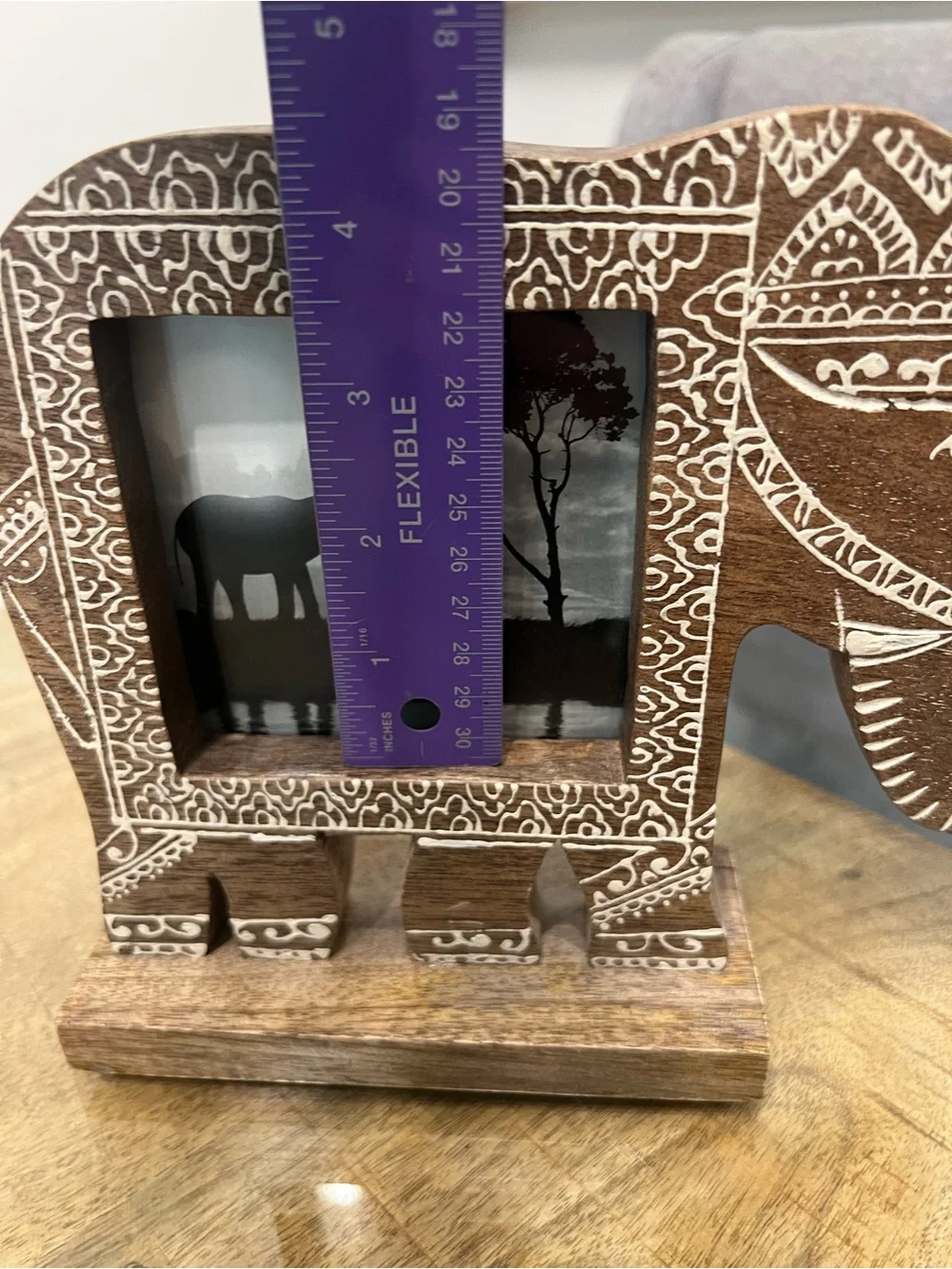 Handcrafted Elephant Wood Photo Frame